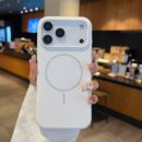 Coque iPhone en silicone compatible charge sans fil, magnétique - Blanc