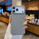 Coque iPhone en silicone compatible charge sans fil, magnétique - Gris