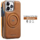 Coque iPhone en cuir d’affaires avec support rotatif et anneau magnétique - Marron