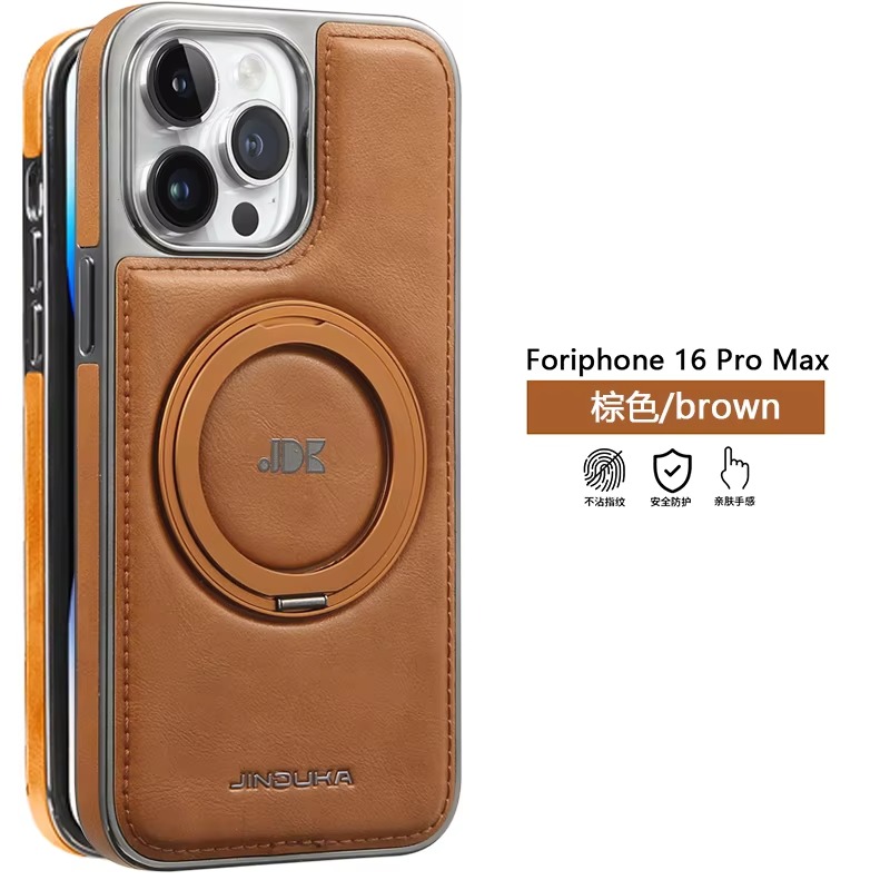 Coque iPhone en cuir d’affaires avec support rotatif et anneau magnétique – Image 8