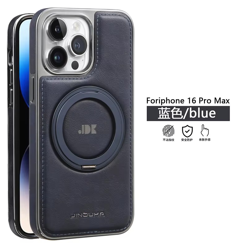 Coque iPhone en cuir d’affaires avec support rotatif et anneau magnétique – Image 10