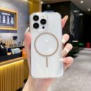 Coque magnétique à anneau fin pour iPhone 11–16 Pro Max — Transparence premium & protection renforcée - Marron