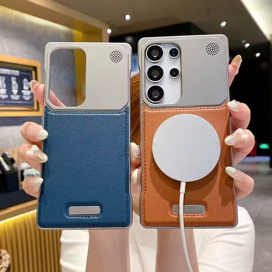 Coque sans cadre motif cuir à dissipation thermique – Samsung S23 Advanced Sense à S25 Ultra