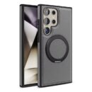 Coque Samsung en cuir PU magnétique avec béquille pliable et recharge sans fil - Ardoisé