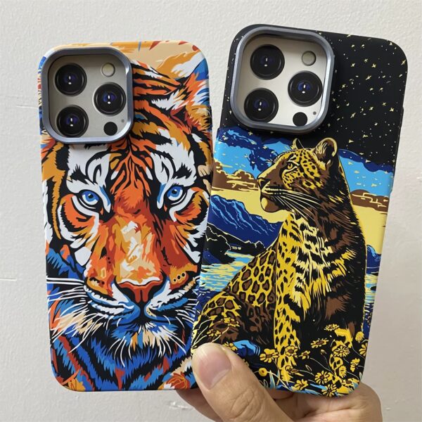 Coque iPhone – Motif Animal, Cadre Métal