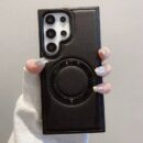Pochette Samsung magnétique en cuir PU de luxe, antichoc, nouvelle tendance - Noir
