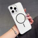 Coque magnétique à anneau fin pour iPhone 11–16 Pro Max — Transparence premium & protection renforcée - Noir