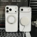 Coque transparente minimaliste en acrylique 2.5 mm avec fixation magnétique intégrée pour iPhone 11 à 17 Pro Max