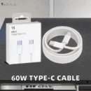 Câble de Charge Type-C Universel 60W – Nylon Tressé 1M, Charge Rapide 3A & Transfert de Données - Blanc