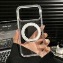 Coque transparente minimaliste en acrylique 2.5 mm avec fixation magnétique intégrée pour iPhone 11 à 17 Pro Max - Transparent
