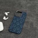 Coque Iphone Fibre de Carbone Magnétique avec Anneau Caméra Métal - Bleu