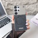 Coque Magnétique Grain de Bois Luxe pour Samsung S22 à S25 – Protection Antichoc Ultra Dure - Ardoisé