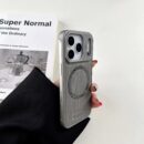 Coque iPhone – Luxe Grain de Bois Magnétique - Gris clair