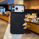 Coque iPhone en silicone compatible charge sans fil, magnétique - Noir