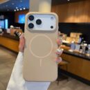 Coque iPhone en silicone compatible charge sans fil, magnétique - Or