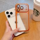 Coque en gel silicone mat couleur bonbon, contour TPU givré antichoc - Orange