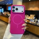 Coque iPhone en silicone compatible charge sans fil, magnétique - Rose