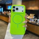 Coque iPhone en silicone compatible charge sans fil, magnétique - Vert