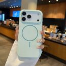 Coque iPhone en silicone compatible charge sans fil, magnétique - Vert clair